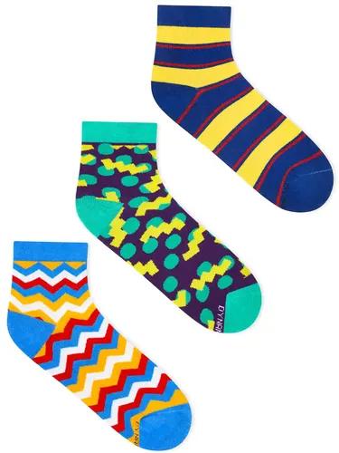 DYNAMOCKS Men's and Women's Combed Cotton Ankle Length Socks (Pack of 3) (Multicolour, Free Size)_Banger_Confetti_Bold_5.0