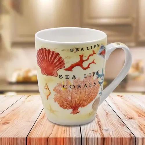 Kookee Printed Ceramic Coffee or Tea Mug with handle for Office, Home or Gifting - 325ml (3441AG-D)