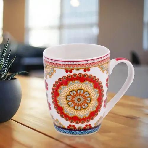 Kookee Printed Ceramic Coffee or Tea Mug with handle for Office, Home or Gifting - 325ml (4129G-C)