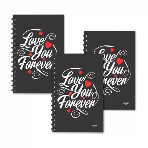 Love You Forever Designer Ruled Diaries - Pack Of 3