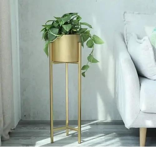 AMASS HANDICRAFTS Modern Metal Floor Tall Indoor Plant Stand Flower Stands for Living Room Bedroom Display Plant Stand with Planter Pot