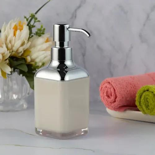 Kookee Acrylic Liquid Handwash Soap Dispenser pump for Bathroom, Hand wash refillable bottle for Kitchen wash basin, Set of 1 - Beige (9921)