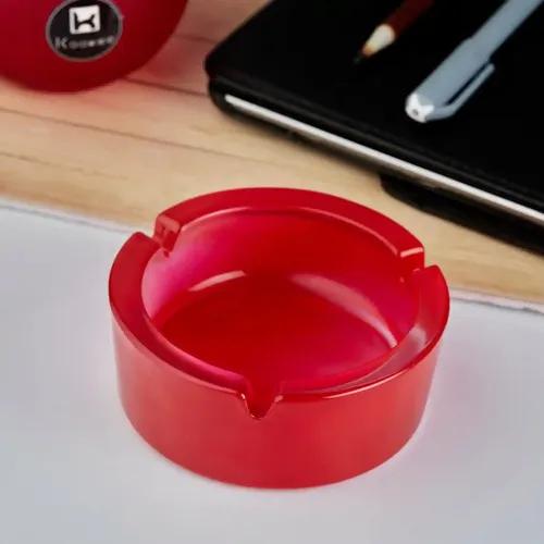 Kookee Glass Ashtray for Cigarettes, Tabletop Ashtray and Modern Decoration for Home Office Bar Restaurant Indoor Outdoor, Red (10786)