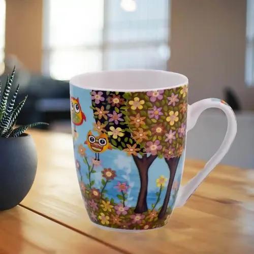 Kookee Printed Ceramic Coffee or Tea Mug with handle for Office, Home or Gifting - 325ml (2904G-A)