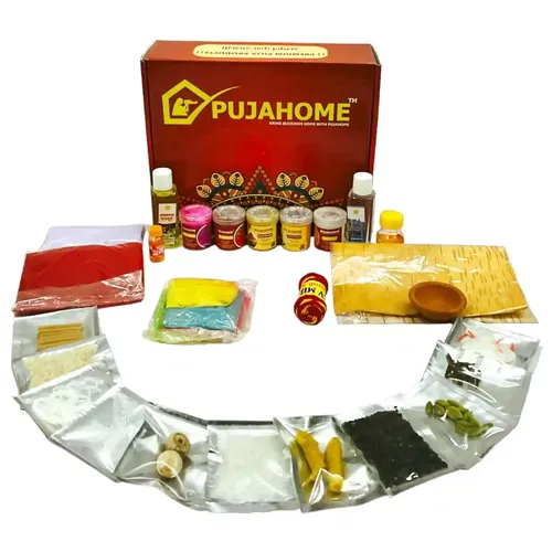 Pujahome Rudrabhishek Puja Kit Pujan Samagri Kit for Office Home (Pack of 33 Items)