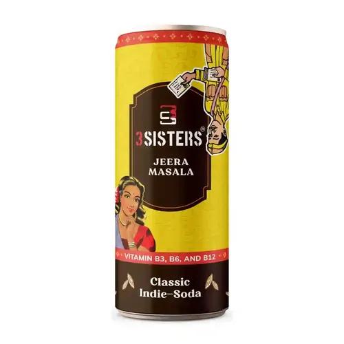 3 SISTERS Classic Indie Soda - Jeera Masala (Pack of 12 Cans)