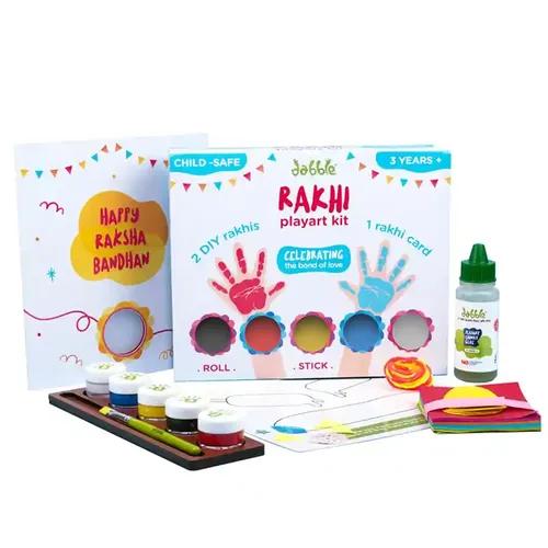 Dabble Rakhi Playart Kit | Washable Paints | Reusable Colouring Pages, Paint Brushes | Raksha Bandhan DIY Creative Art Kit | Rakhi Making Kit for Kids | Gift for Brother Sister | for Ages 3+