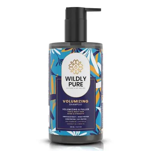 WILDLY PURE Natural Volumizing Shampoo for Thin Hair | Hydrogen Bonding & Ionic Interactions for 30% increase in overall Thickness | 12 Hours of Volume Boost | Sulphate & Paraben Free | 300mL