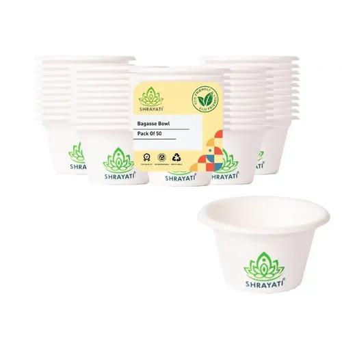 SHRAYATI Disposable Tea Cups, 50 Pcs, 110 ml, Pack of 3, Bagasse Tea Cups, Fruit Shots, Dessert Cups - Eco-Friendly, Biodegradable and Perfect for Everyday Use - Paper Cups Disposable