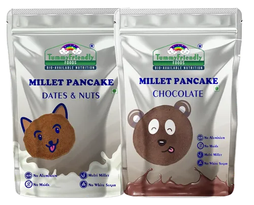 Tummyfriendly Foods Millet Pancake Mix - Chocolate, Dates, Nuts. Healthy Breakfast. 2 Packs 150G Each Cocoa Powder (2 X 150 G)