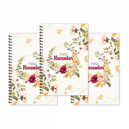 Floral Hello November Month Designer Ruled Diaries - Pack Of 3