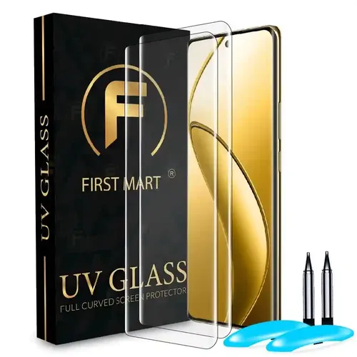 FIRST MART Tempered Glass for Realme 12 Pro 5G / Realme 12 Pro Plus 5G / Realme 11 Pro Plus 5G with Edge to Edge Full Screen Coverage and Easy UV Glue Installation Kit, Pack of 2