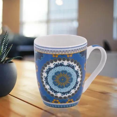 Kookee Printed Ceramic Coffee or Tea Mug with handle for Office, Home or Gifting - 325ml (4129G-B)