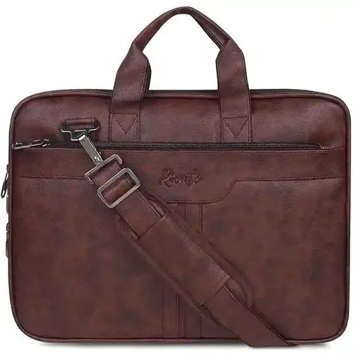 RIONTO Messenger Bag - Laptop Bag for Men, PU Leather Expandable Office Bag for Men | Supports Laptop Upto 15.6 inches (Tan)