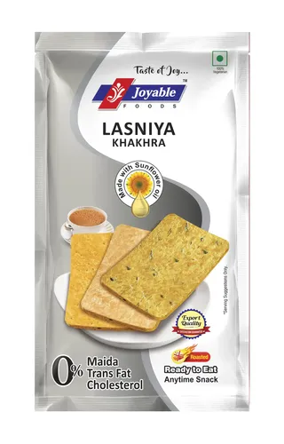 Joyable Mini Khakhra Lasaniya (Chilly Garlic) 6 pcs (Approx 40 gms) | Made with Sunflower Oil