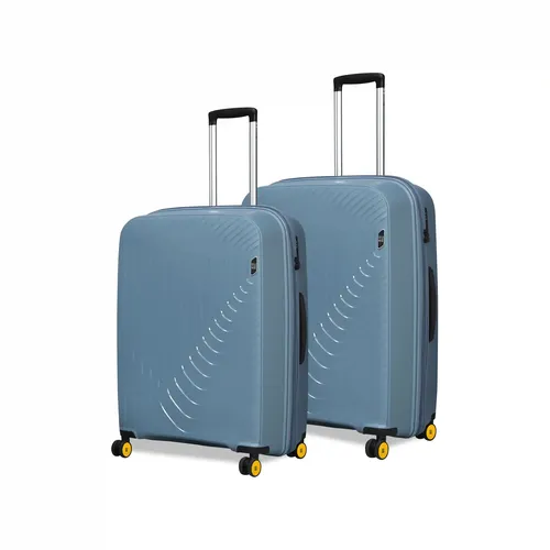 EUME Wanderer Check-In Medium 65 Cm And Check-In Large 76 Cm Luggage Trolley Bags For Travel |Polypropylene (Pp) 8 Silentrun Wheels Suitcase - Set Of 2 ( Ice Blue)