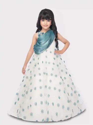 Betty Blue Colored Net Fabric Stitched Gown - 5-6 Yrs