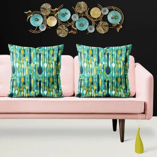 ArtzFolio Cutlery | Decorative Cushion Cover for Bedroom & Living Room | Velvet Fabric | 20 x 20 inch (51 x 51 cms); Set of 5 pcs
