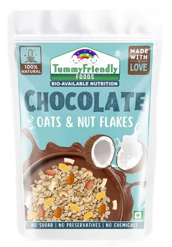 Tummy Friendly Chocolate Oats, Nuts And Seeds Mix. Healthy Snacks For Kids, Toddlers, Adults. Travel Friendly Snacks For Kids. Healthy Chocolate Snacks For Kids, Adults - 200G