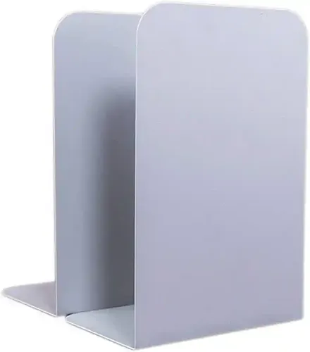 ORGANIZEMEE Grey Bookends For Study & Organization | Table Organizer | Study Table Accessories | File Holder Space-Saving Bookends 1 Pair, Chromium Steel, Stainless Steel