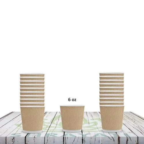 SHRAYATI Ripple Paper Cups, 250 ml, Brown, Pack of 25 Pcs, for Coldrinks, Coffee, Shakes and Regular Usage