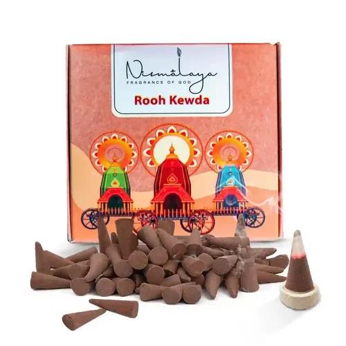 Nirmalaya Rooh Kewda Incense Cones | Incense Cones for Pooja Recycled Flowers | Organic Dhoop Cones (40 Units) - Pack of 2