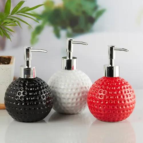 Kookee Ceramic Soap Dispenser for Bathroom handwash, refillable pump bottle for Kitchen hand wash basin, Set of 3 - Multicolor (10337)