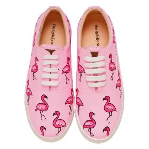 THE QUIRKY NAARI Flamingo in Pink Sneakers with A Dainty Pink Hue | Pink - 6 UK