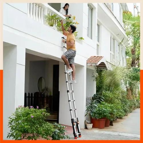 Bathla X-TEND 10.5 ft Aluminium Telescopic Ladder | Made in India (11 Step - 3.2 Mtr)