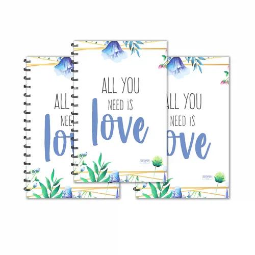 All You Need Is Love Designer Ruled Diaries - Pack Of 3