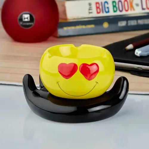 Kookee Groovy Ceramic Ashtray - Unique and Colorful Smoking Accessory with Retro Vibes - Funky Decor for Smokers and Collectors, Yellow (10771)
