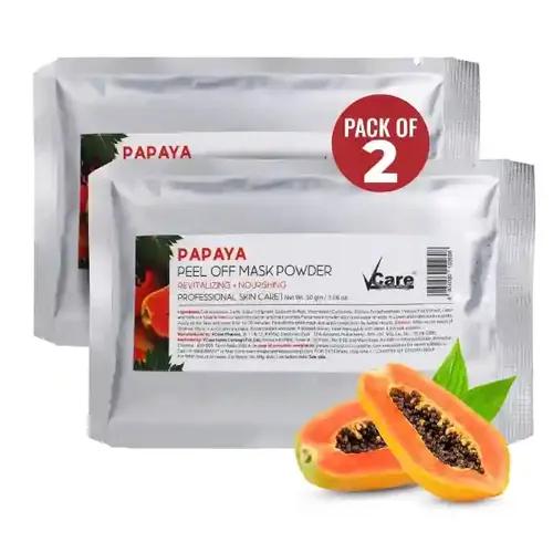 Vcare Jelly Papaya Peel Off Mask For Facials Skincare |Face Mask Powder 30gm- Pack of 2 | Facial Skin Care Product for Women Smoothing, Moisturizing, Cleansing, Refreshing, Made in India