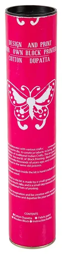 Handmade Pink Butterfly Design Wooden Block Print DIY Craft Kit For Dupatta