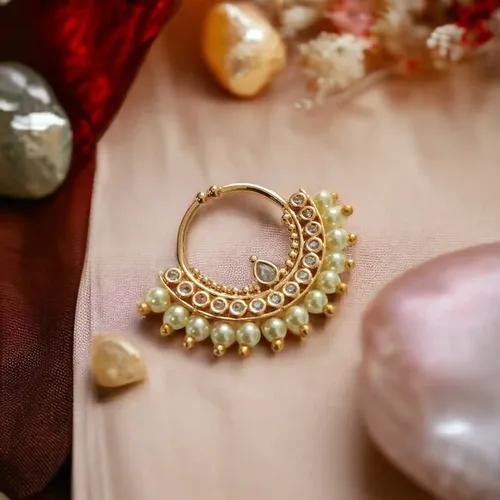 Rose Gold Pearl Nose Pin White