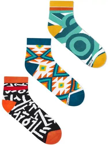 DYNAMOCKS Men's and Women's Combed Cotton Ankle Length Socks (Pack of 3) (Multicolour, Free Size)_Scrawl_UniqueWHite_Maze