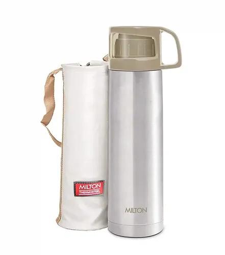 Milton Glassy 350 Thermosteel 24 Hours Hot and Cold Water Bottle with Drinking Cup Lid, 350 ml, Grey | Leak Proof | Office Bottle | Gym Bottle | Home | Kitchen | Hiking | Trekking | Travel Bottle