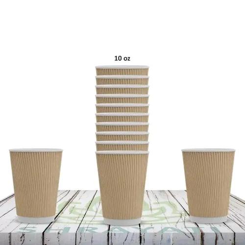 SHRAYATI Ripple Paper Cups, 300 ml, Brown, Pack of 25 Pcs, for Coldrinks, Coffee, Shakes and Regular Usage