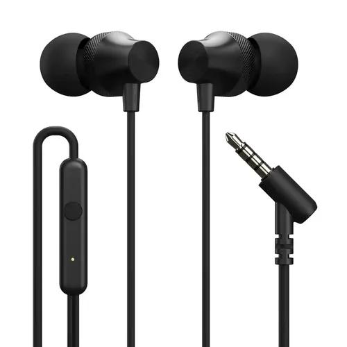 Portronics Conch Beat A in Ear Wired Earphones with Mic, 3.5mm Audio Jack, 10mm Driver, 1.2m TPE Anti Tangle Wire, In line Mic Controls, Powerful Audio, Metal Alloy Body, Wide Compatibility(Black)