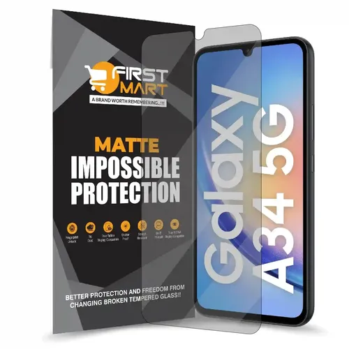 FIRST MART Screen Protector for Samsung Galaxy A34 5G, Samsung M34 5G and Samsung F34 5G - Impossible Fiber Case Friendly Screen Protection & Installation Kit (Matte)