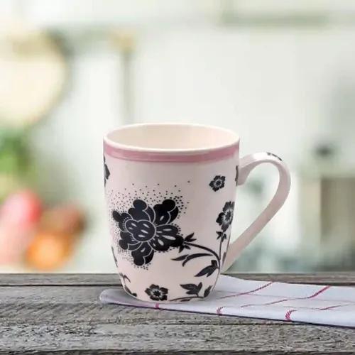 Kookee Printed Ceramic Coffee or Tea Mug with handle for Office, Home or Gifting - 325ml (4124-B)