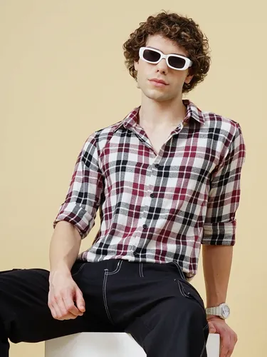 Maroon Provo Checks Shirt L
