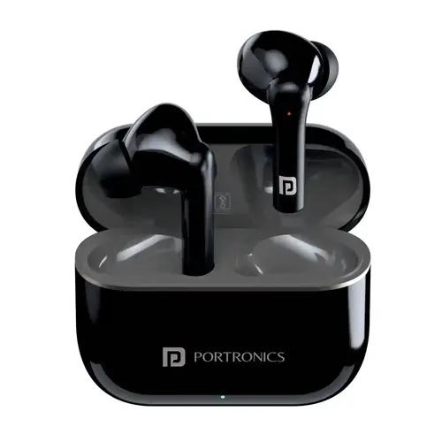 Portronics Harmonics Twins S6 TWS Earbuds with 50Hrs Playtime, Auto ENC, Quad Mics, 10mm Drivers, IPX4 Water Resistant, ASAP Charge, BT5.3, Voice Assistant, Touch Control, Type C Charging Port(Black)