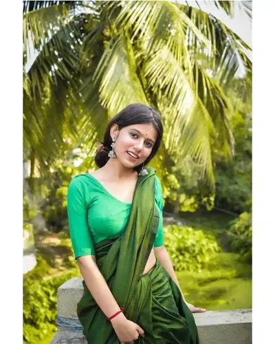 Pure Cotton Tant Weaving Handloom Saree - Green