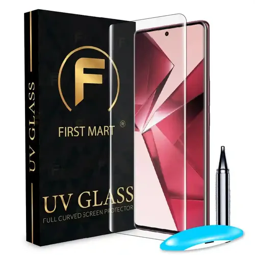 FIRST MART Tempered Glass for Vivo V29e 5G / Vivo V29 5G / T2 Pro 5G with Edge to Edge Full Screen Coverage and Easy UV Glue Installation Kit, Pack of 1