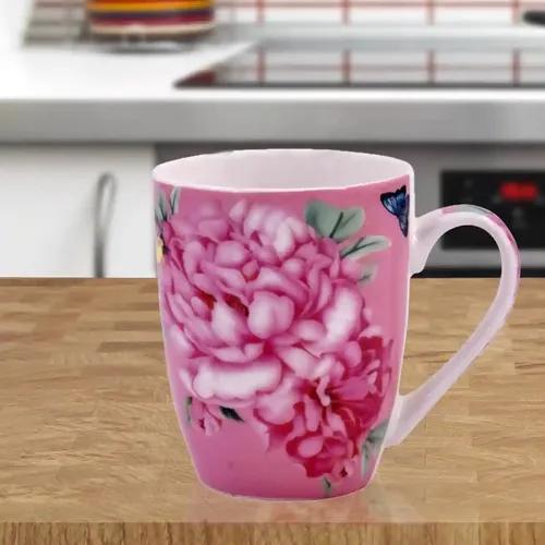 Kookee Printed Ceramic Coffee or Tea Mug with handle for Office, Home or Gifting - 325ml (3268G-B)