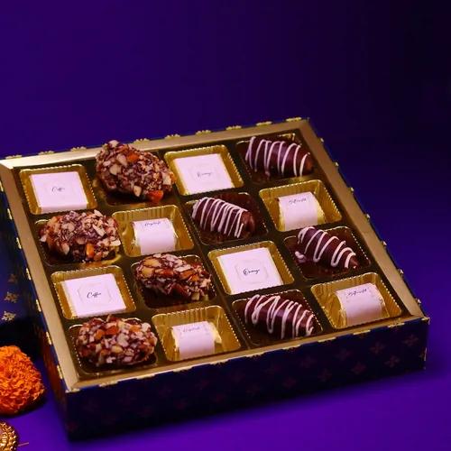 Oriole Gifts Premium Diwali Gift Hamper with 8 Chocolates & 8 Chocolates Dates Almonds