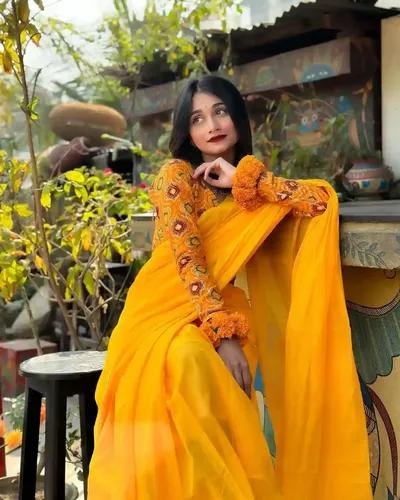 Gicha Cotton Handloom Saree - Mustard Yellow