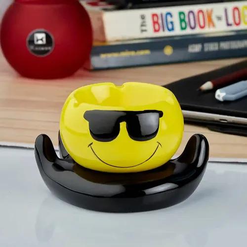 Kookee Groovy Ceramic Ashtray - Unique and Colorful Smoking Accessory with Retro Vibes - Funky Decor for Smokers and Collectors, Yellow/Black (10769)