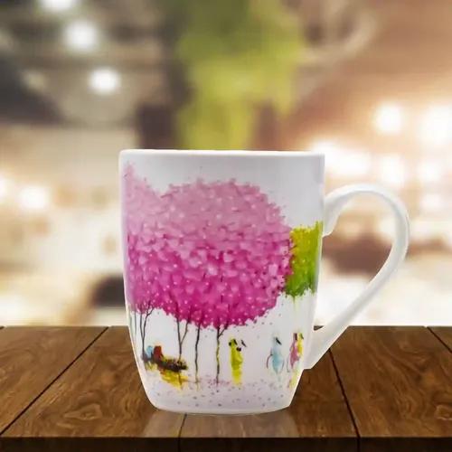 Kookee Printed Ceramic Coffee or Tea Mug with handle for Office, Home or Gifting - 325ml (BPM2633-A)