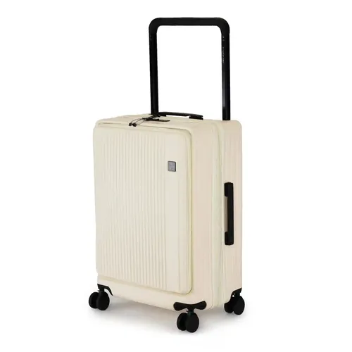 Nasher Miles Silicon Valley Expander Hard-Sided Polycarbonate TSA Lock & Wide Telescopic Handle Front Opening Check-in Luggage White 24 inch |65cm Trolley Bag